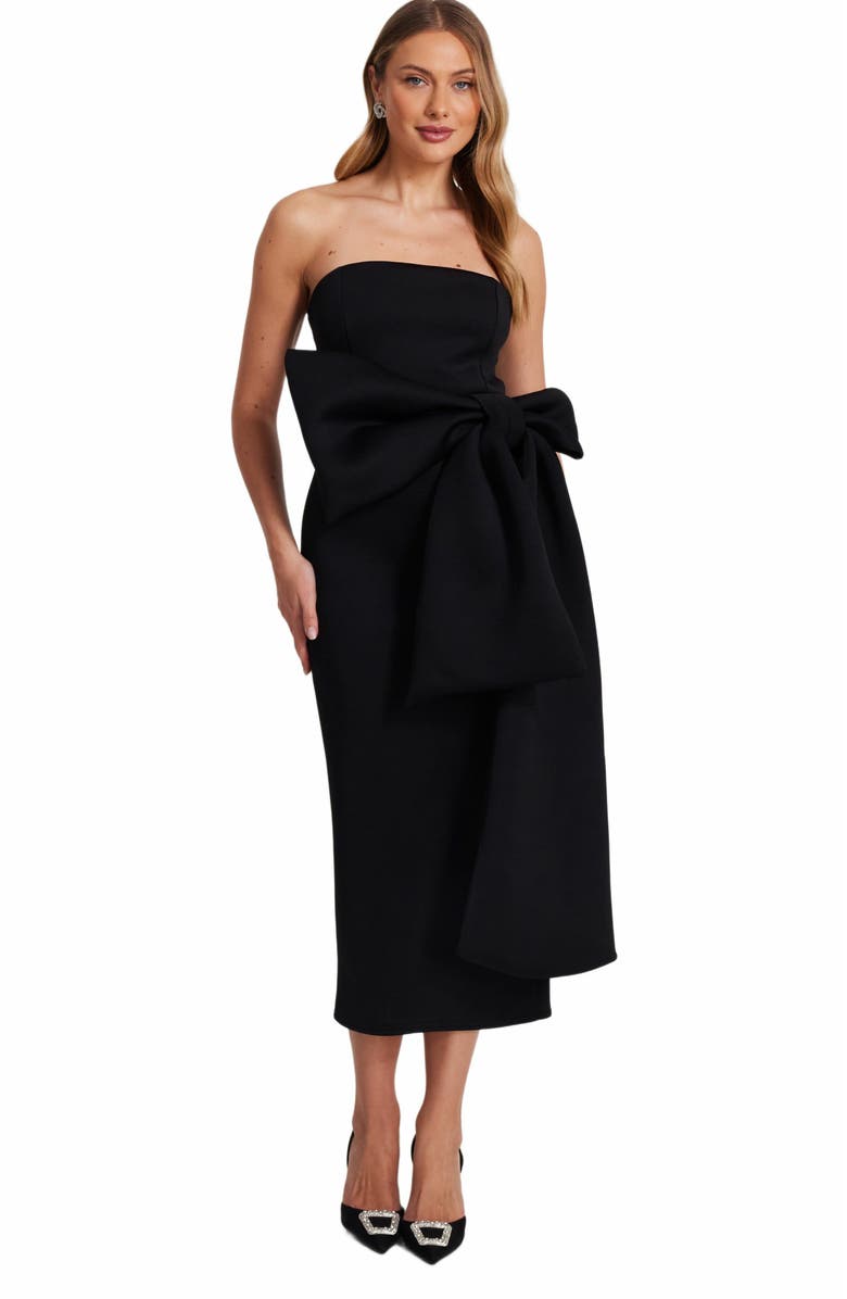 QUIZ Strapless Bow Detail Maxi Dress, Main, color, 