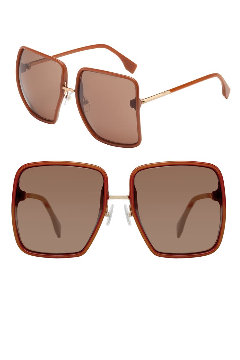 59mm Angular Sunglasses, Main, color, BRICK CORA/ PINK