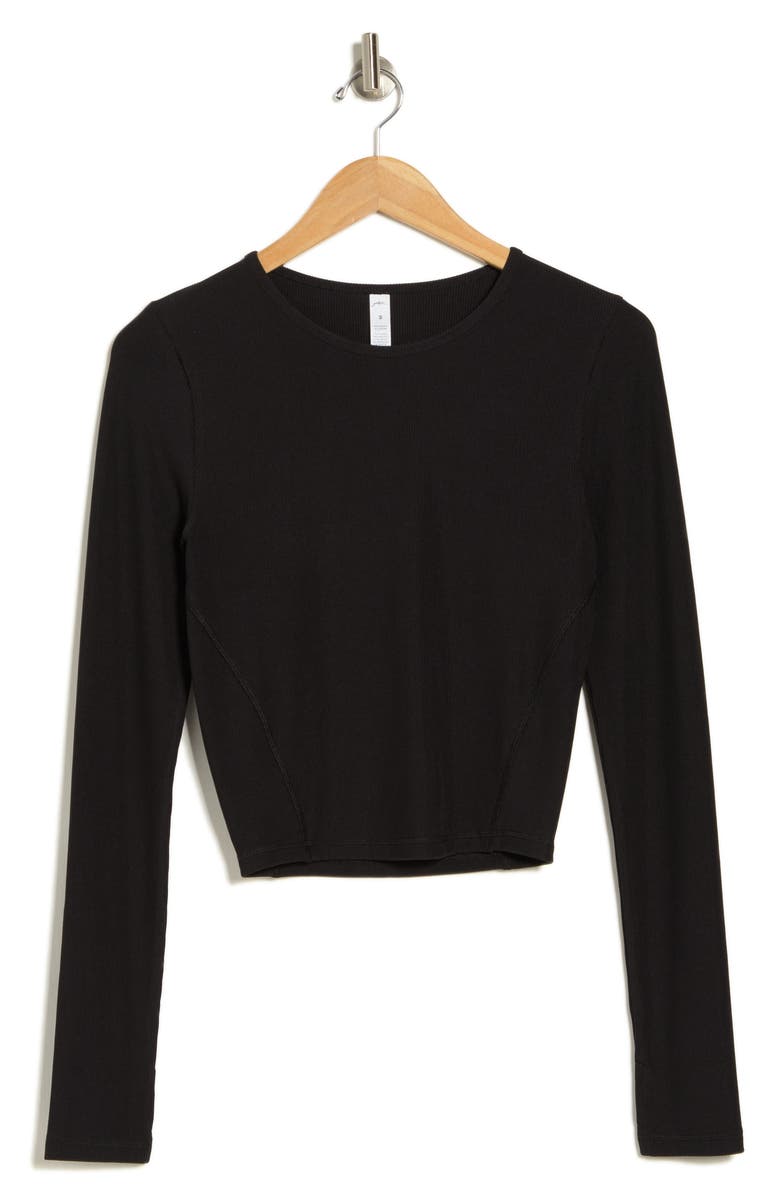 Gottex Long Sleeve Ribbed Crop Top, Alternate, color, 