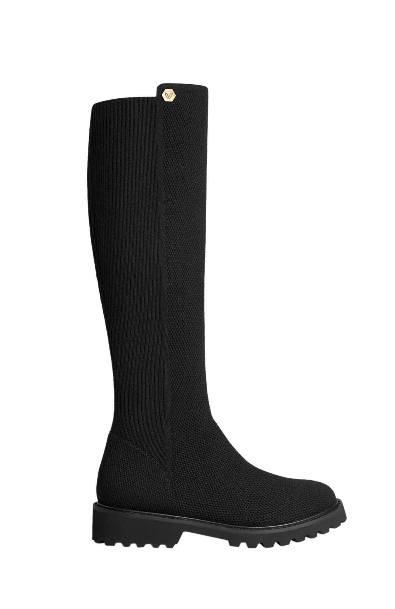 VIVAIA Round-Toe Stretchy Wool Knee-High Boots, Alternate, color, Black
