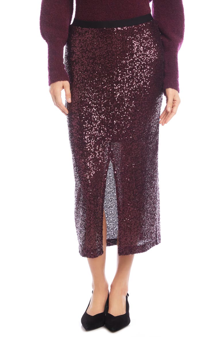 Sequin Midi Skirt, Main, color, EGGPLANT
