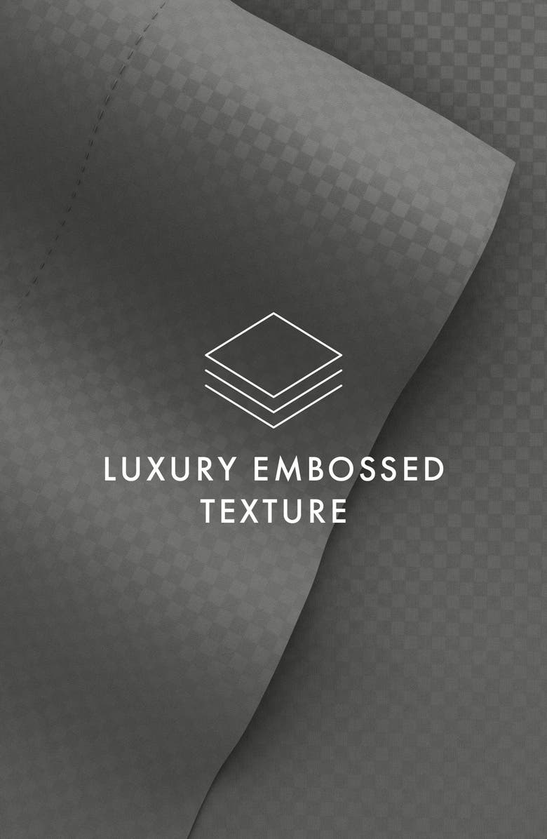 HOMESPUN HOME SPUN Premium Checkered Embossed 4-Piece Bed Sheet Set, Alternate, color, Gray