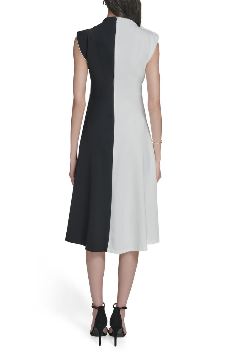 Calvin Klein Colorblock Midi A-Line Dress, Alternate, color, Cream/ Black