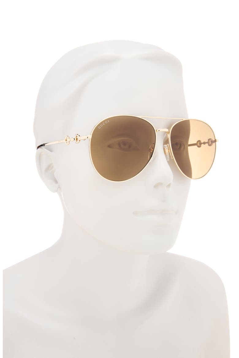 60mm Aviator Sunglasses, Alternate, color, GOLD GOLD BROWN
