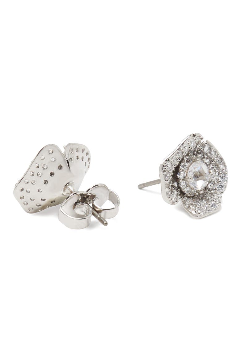mini stud earrings, Alternate, color, CLEAR/ SILVER