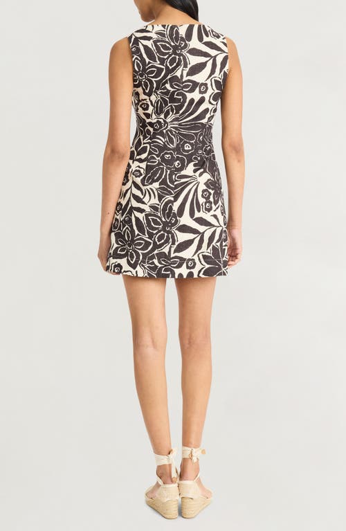 THE GOOD JOURNEY THE GOOD JOURNEY FLORAL PRINT SQUARE NECK LINEN BLEND MINIDRESS 