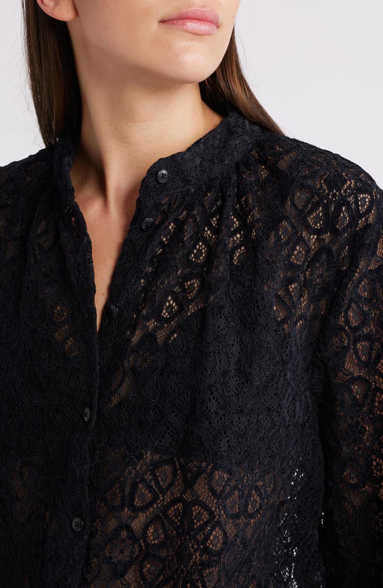 Treasure & Bond Band Collar Lace Button-Up Shirt, Alternate, color,