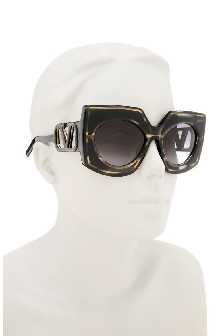 53mm Gradient Square Sunglasses, Alternate, color, BLACK HAVANA BLACK HAVANA GREY