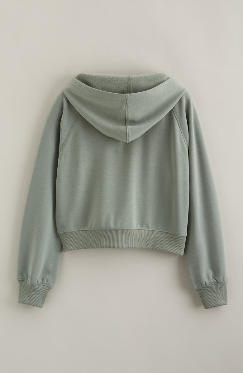 Zella Girl Kids' Aspire Fleece Zip-Up Hoodie, Alternate, color, Green Lilypad