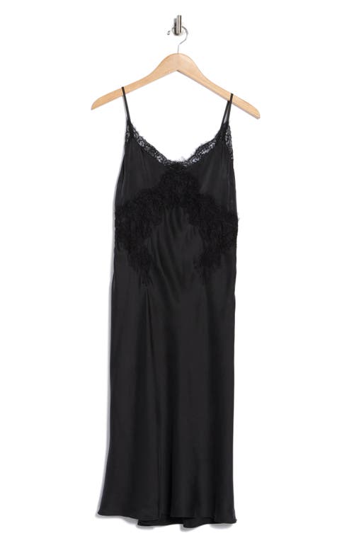 L Agence L'agence Song Lace Trim Midi Slipdress In Black
