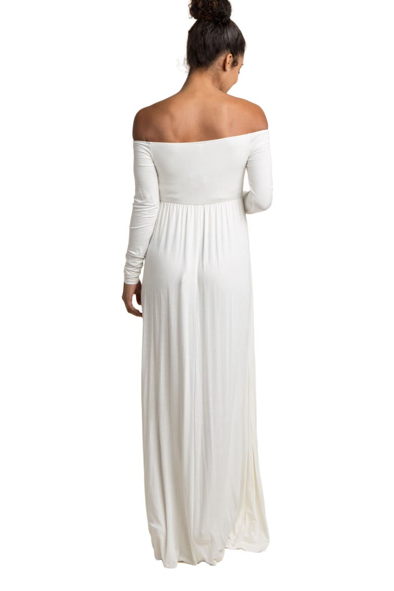 Ivory Solid Off Shoulder Maxi Dress, Alternate, color, Ivory