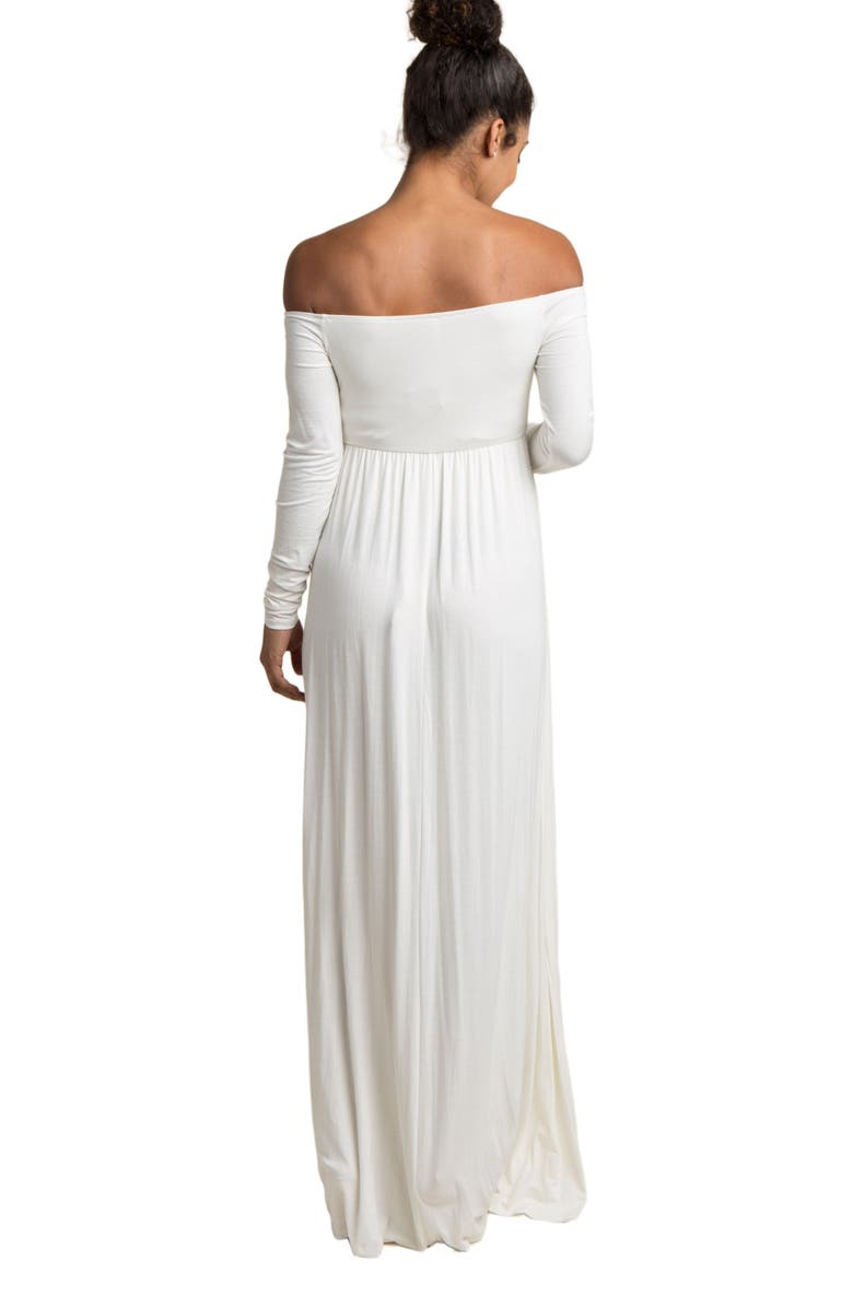 PinkBlush Ivory Solid Off Shoulder Maxi Dress, Alternate, color,