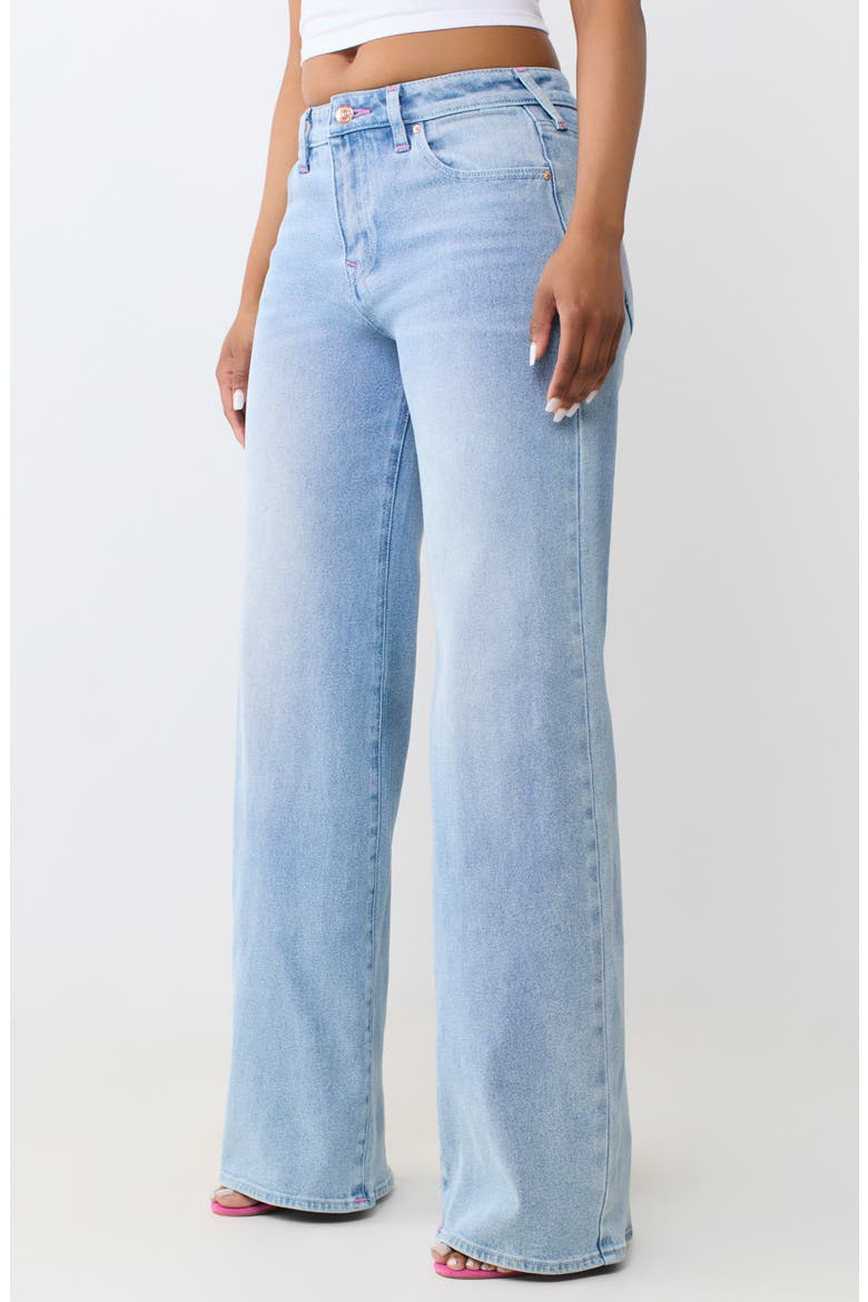 Leila High Waist Wide Leg Jeans, Alternate, color, LIGHT BLUE SUEDE WASH
