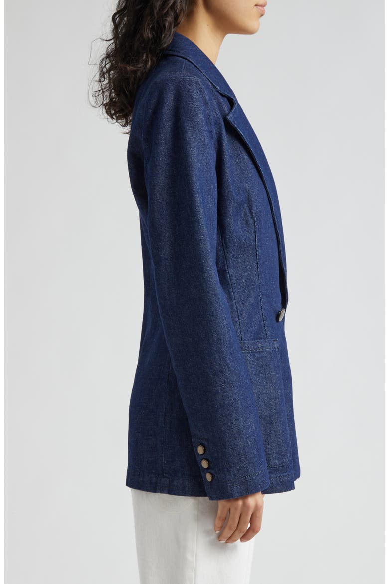 Denim Double Breasted Blazer, Alternate, color, SOLID DARK BLUE