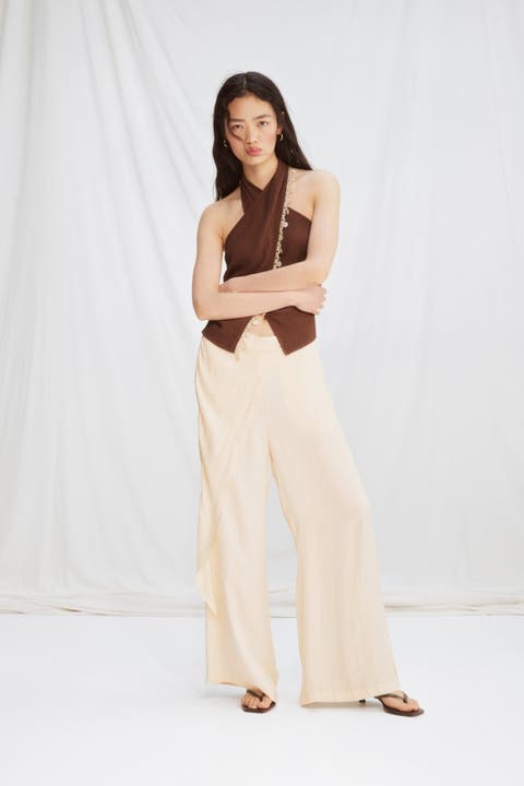 Wrap-detail Satin Trousers