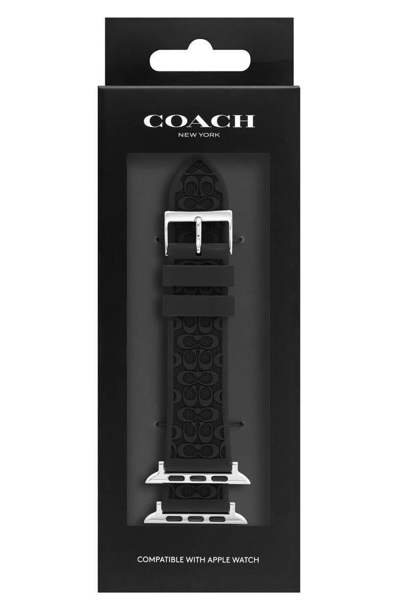 COACH Silicone Apple Watch<sup>®</sup> Watchband, Alternate, color, Black