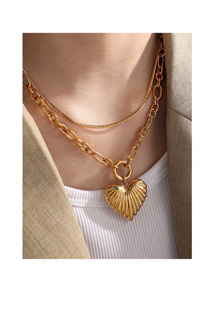 Lorraine Heart Pendant Necklace, Alternate, color, GOLD