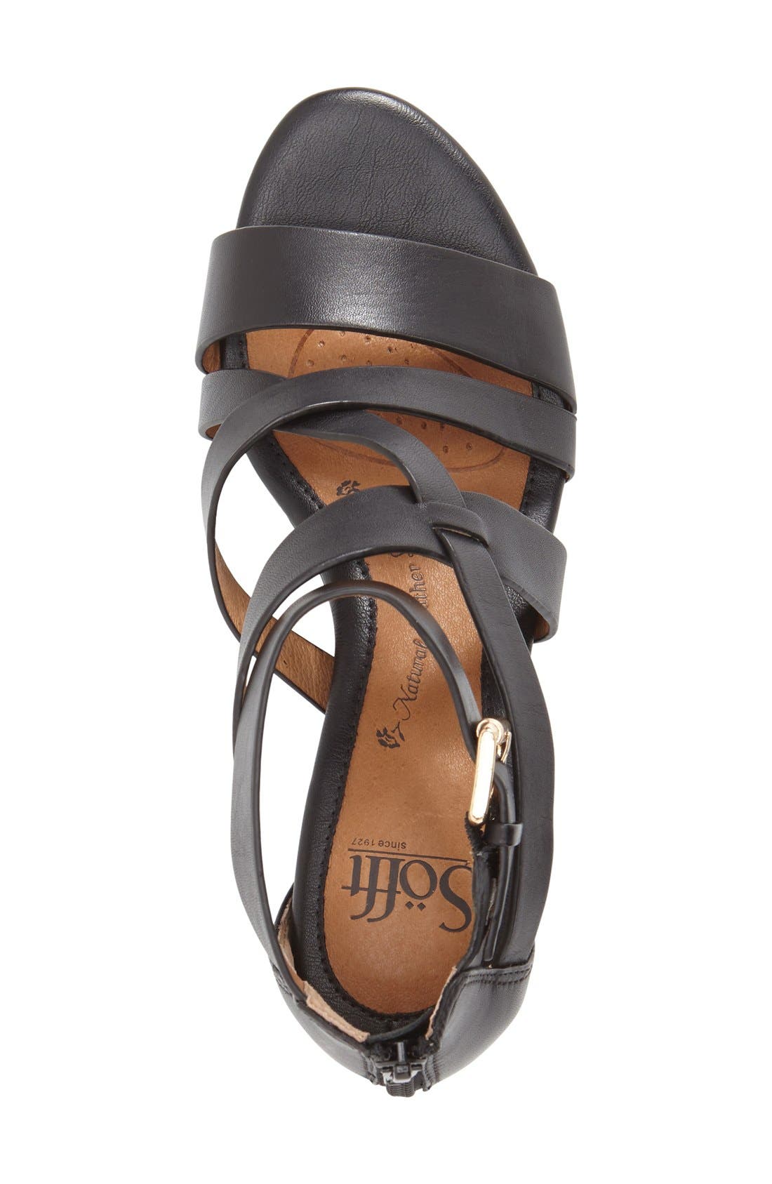 'Rianna' Wedge Sandal, Alternate, color, BLACK