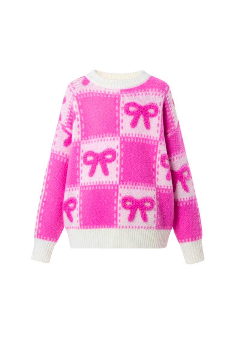 Mia Belle Girls Sweet Bow Knit Sweater, Main, color, Pink