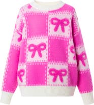 Mia Belle Girls Sweet Bow Knit Sweater