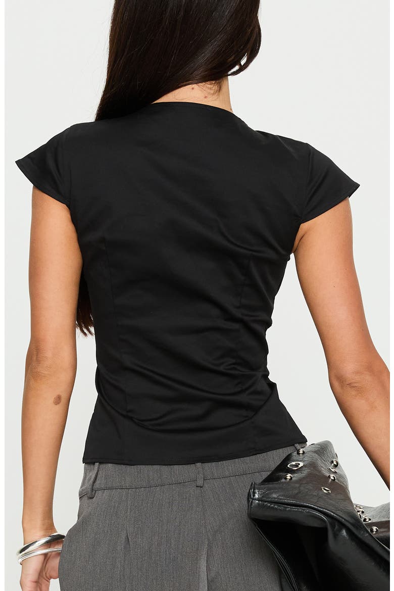 Indulgence Ruched Corset Top, Alternate, color, BLACK