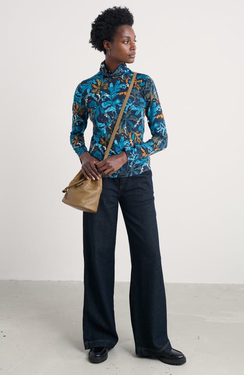 Seasalt Cornwall Landing Turtleneck Stretch Organic Cotton Top In Blue