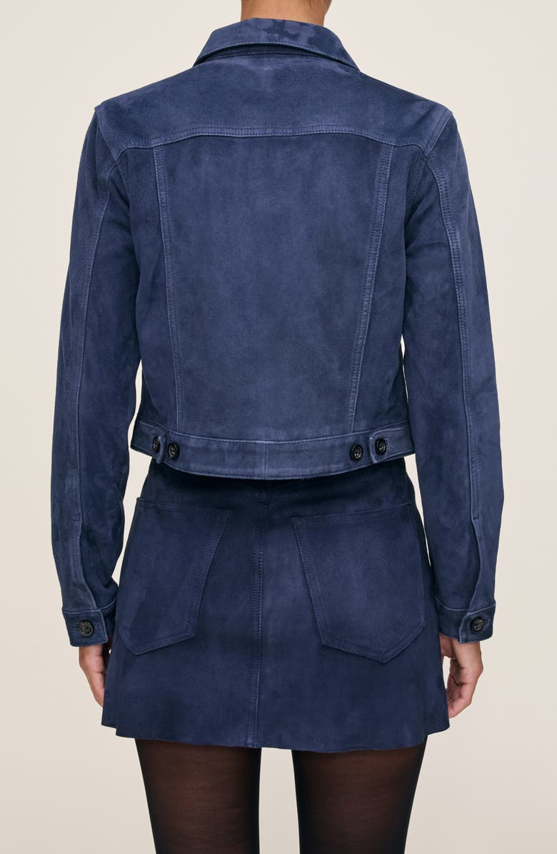 DL1961 Vika Crop Suede Trucker Jacket, Alternate, color, Navy Suede