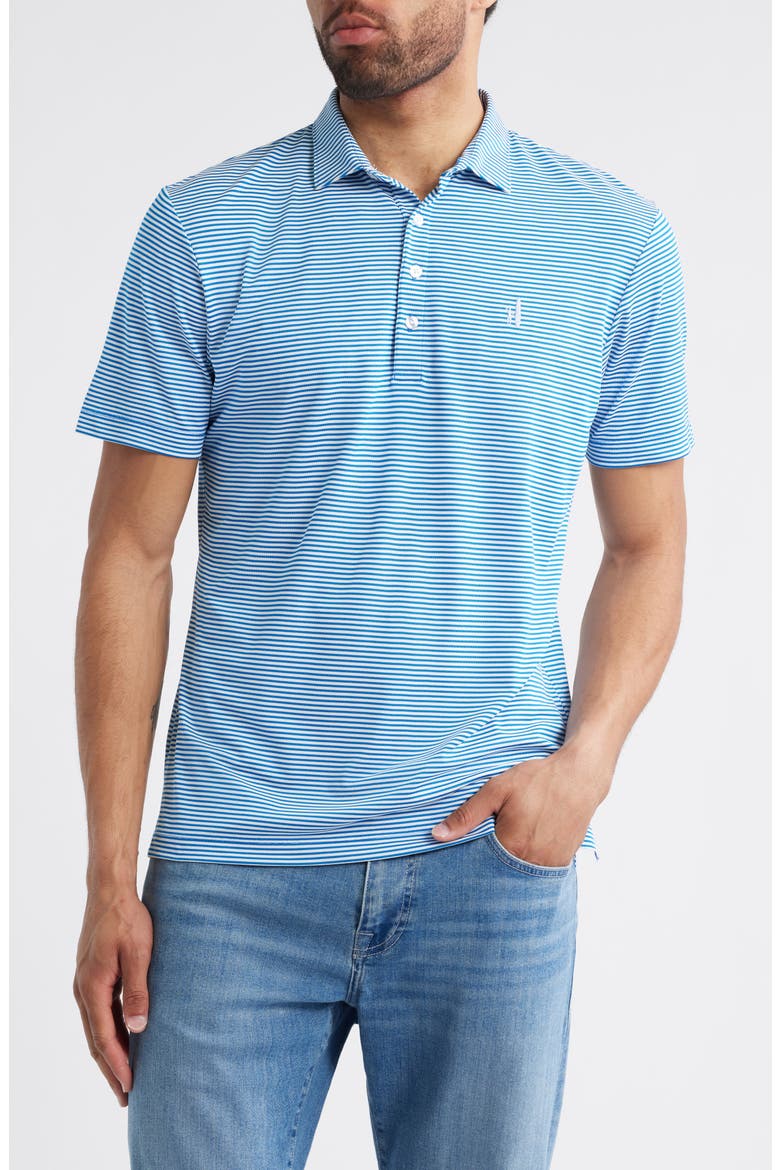 Dru Stripe Performance Polo, Main, color, PALISADES BLUE