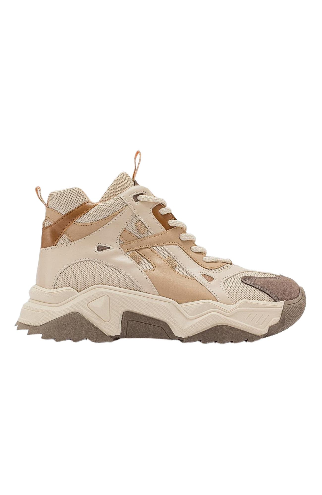 Lowel Sneaker Boot, Alternate, color, Beige Faux Leather