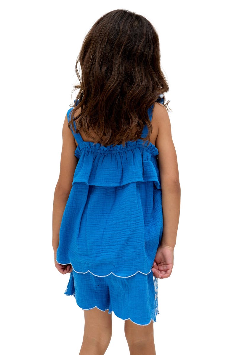 Raffya Kids Savvanah Frill Neck All Over Embroidered Co-Ord Set, Alternate, color, Blue