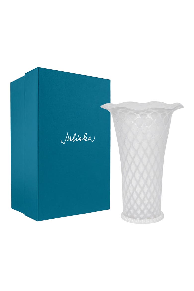 Trellis Glass Vase, Alternate, color, WHITE