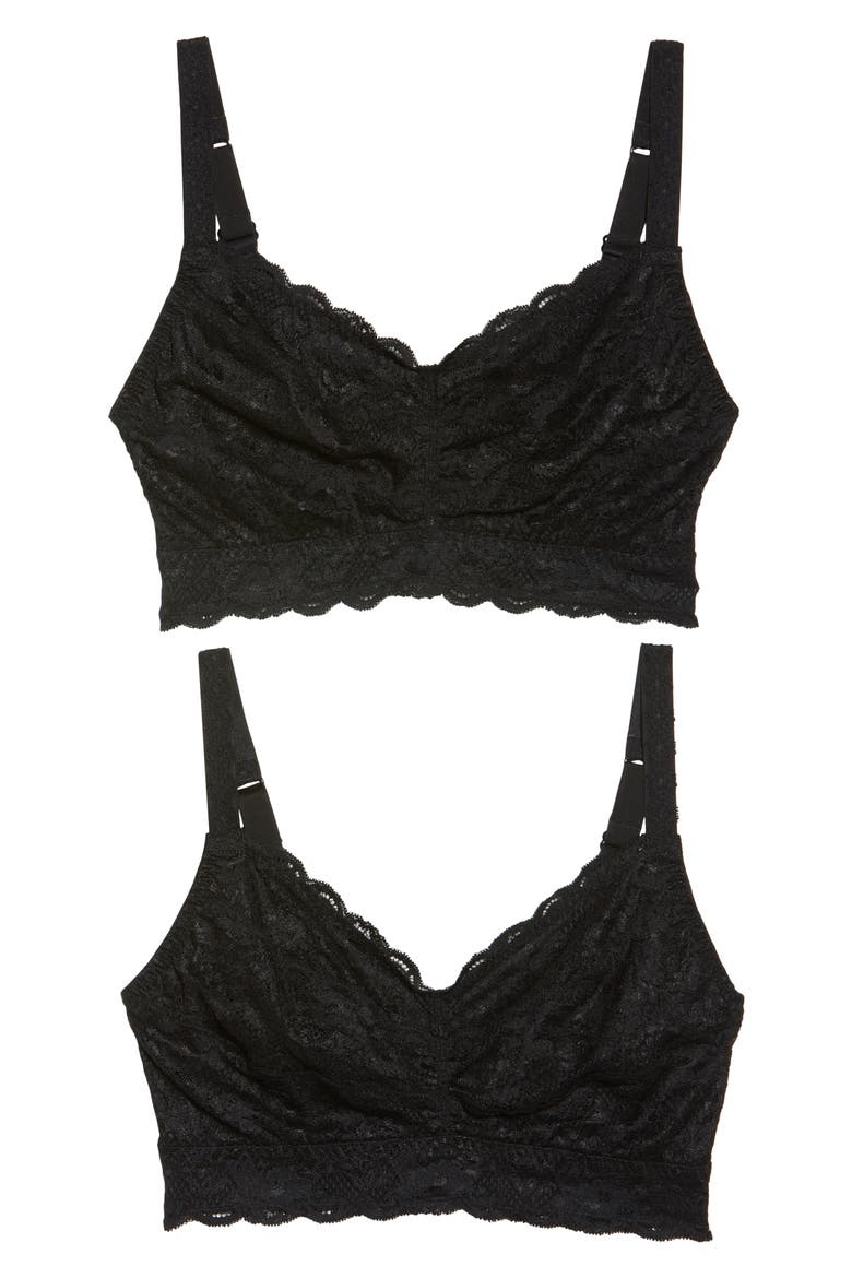 Never Say Never Curvy Sweetie 2-Pack Bralettes, Main, color, BLACK