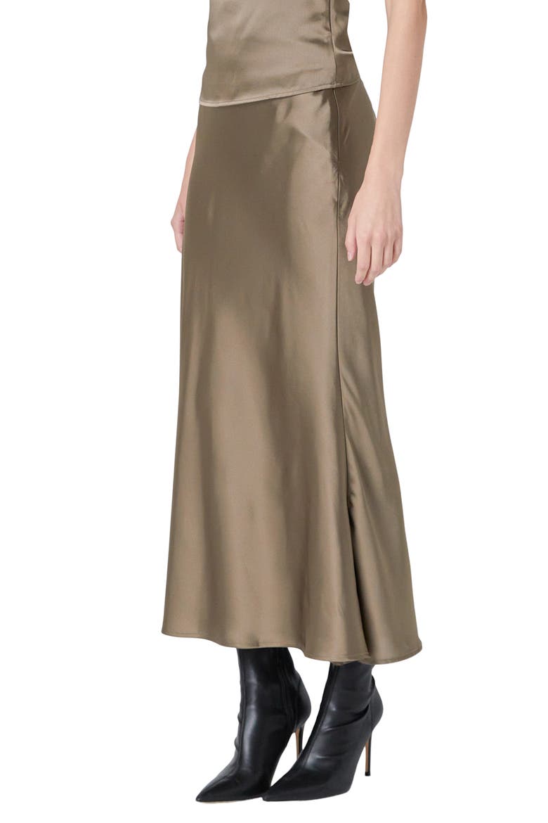 Bias Cut Satin Maxi Skirt, Alternate, color, ESPRESSO