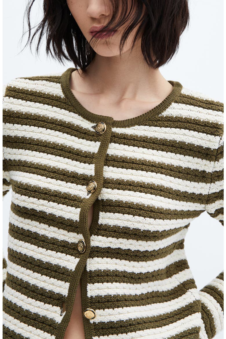 Stripe Cardigan, Alternate, color, KHAKI