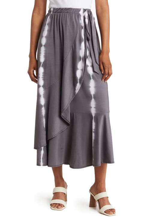 Faux Wrap Midi Skirt