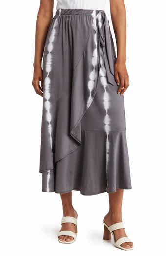 GO COUTURE Faux Wrap Midi Skirt