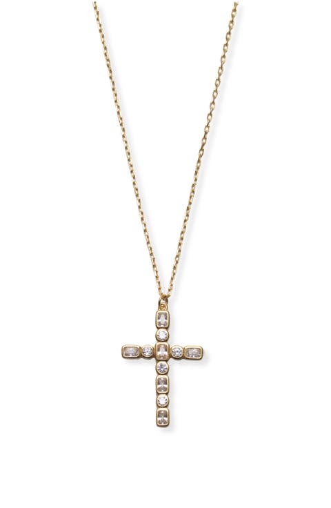 Cubic Zirconia Medium Cross Pendant Necklace