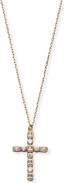 Argento Vivo Sterling Silver Cubic Zirconia Medium Cross Pendant Necklace
