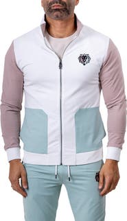 Maceoo Zipper Refined90 Grey Colorblock Knit Track Jacket