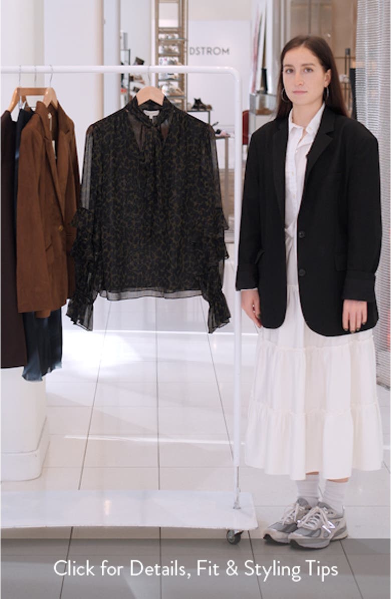 Bonnie Metallic Stripe Leaf Print Top, sales video thumbnail