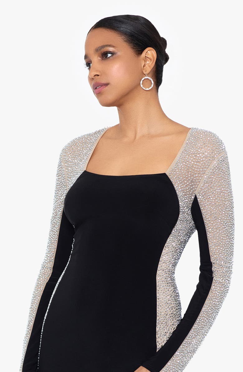Xscape Evenings Farj Beaded Long Sleeve Body-Con Dress, Alternate, color,