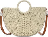 Miztique Ring Handle Straw Crossbody Bag