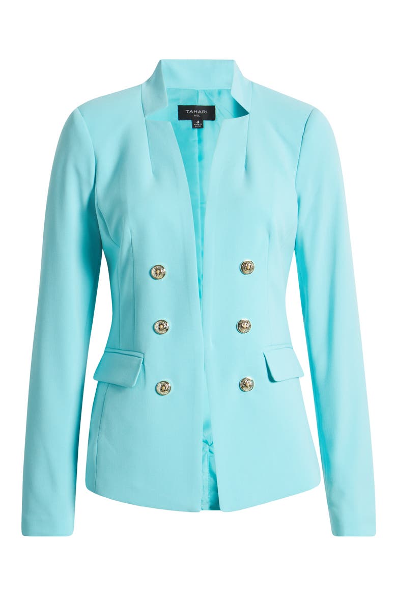 Faux Double Breasted Jacket, Alternate, color, TURQUOISE