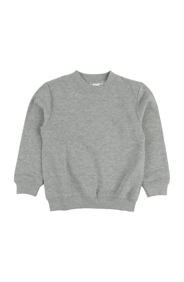 Leveret Kids Pullover Sweatshirt, Long Sleeve, Solid Colors, Alternate, color, Light Gray