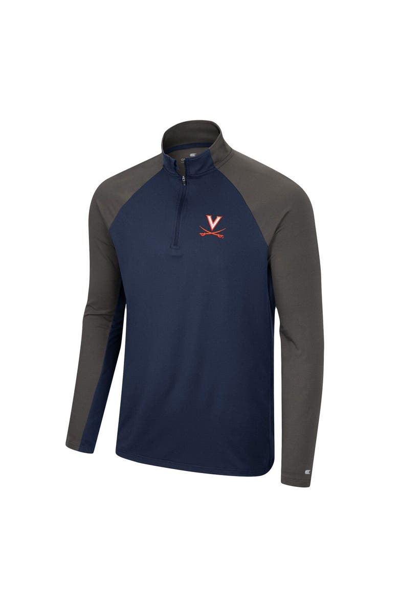 COLOSSEUM Men's Colosseum Navy/Charcoal Virginia Cavaliers Two Yutes Raglan Quarter-Zip Windshirt, Alternate, color, 