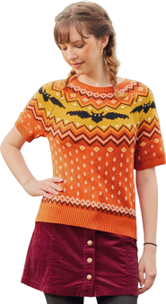 ModCloth It Be Like 'Bat' Fair Isle Short Sleeve Sweater