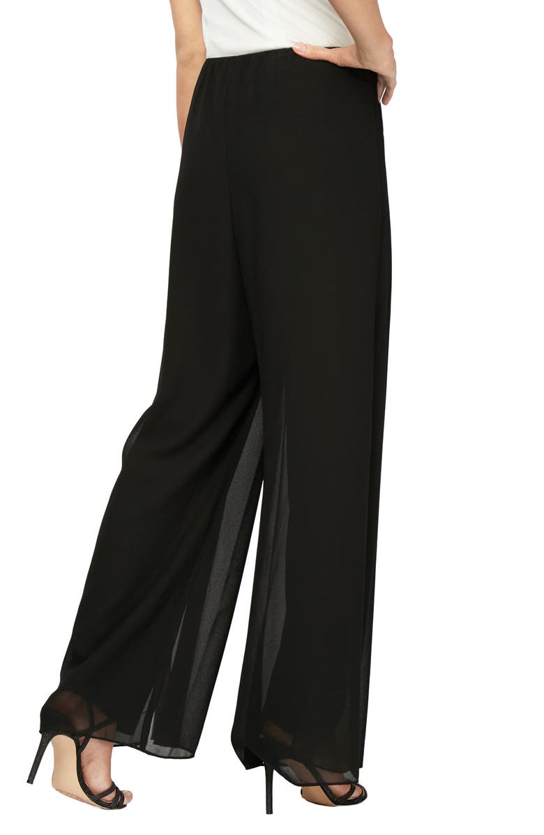 Alex Evenings Gauzy Wide Leg Pants, Alternate, color, Black