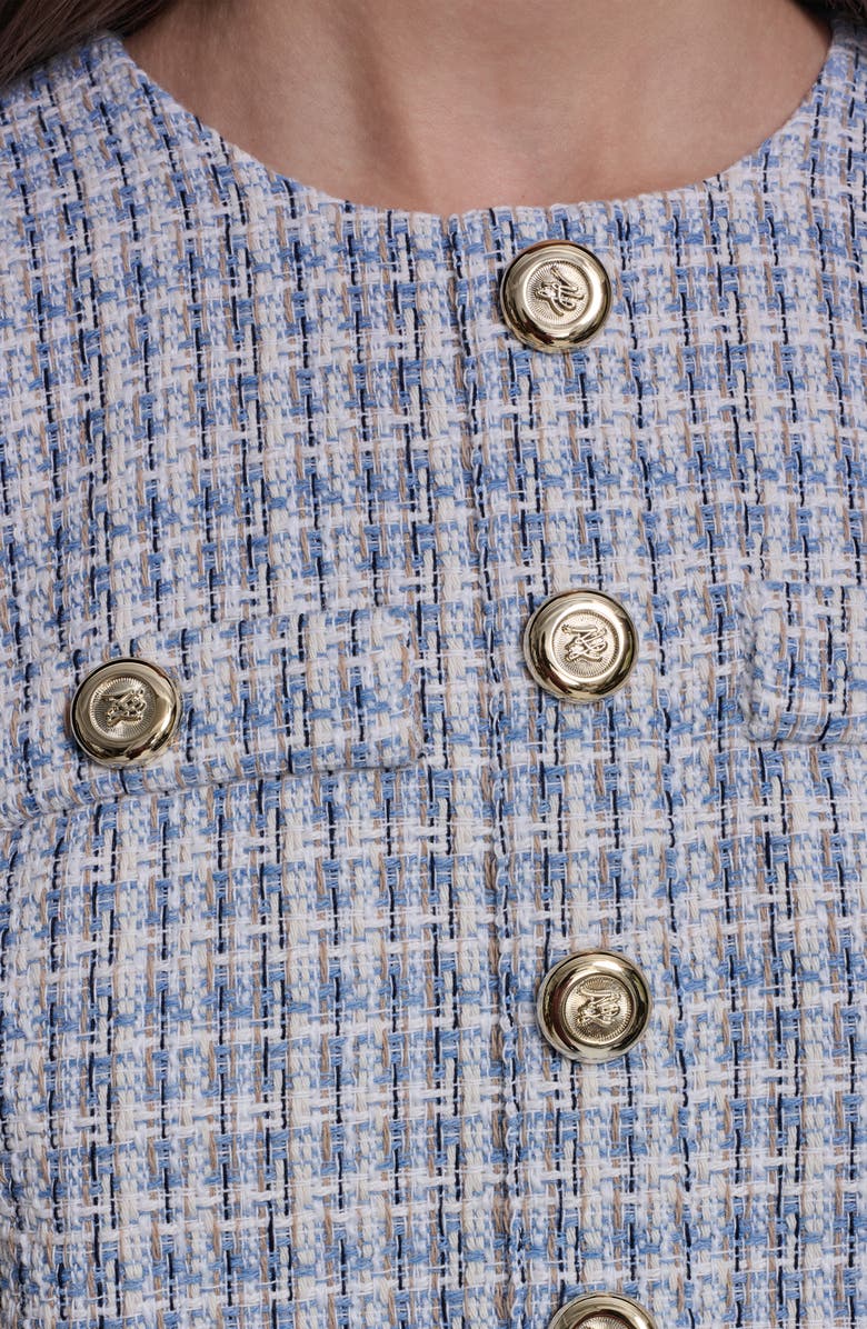 KARL LAGERFELD Sleeveless Tweed Popover Dress, Alternate, color, Mystic Blue Multi