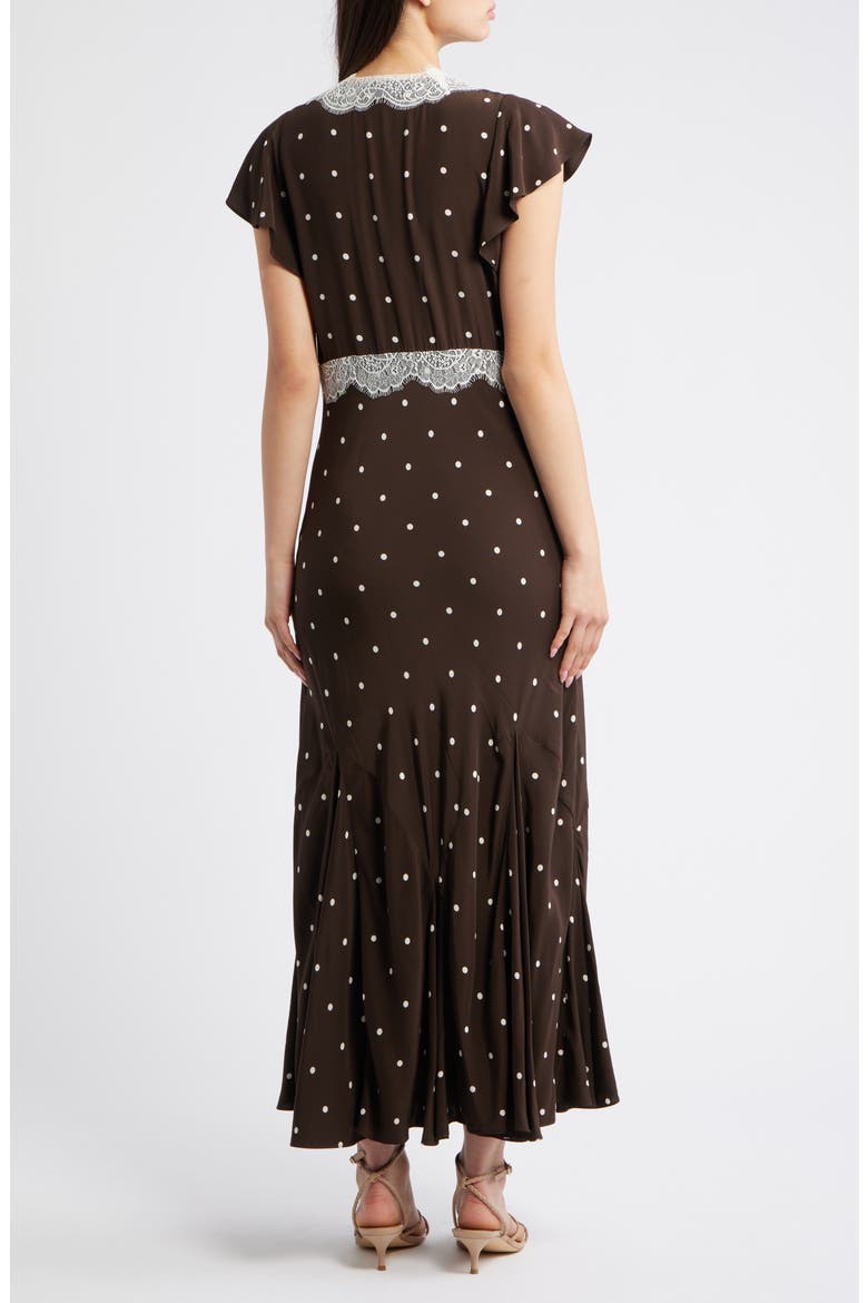 Mattia Lace Trim Polka Dot Maxi Dress, Alternate, color, COCOA POLKA DOTS