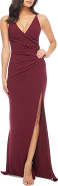 Dress the Population Jordan Ruched Side Slit Gown